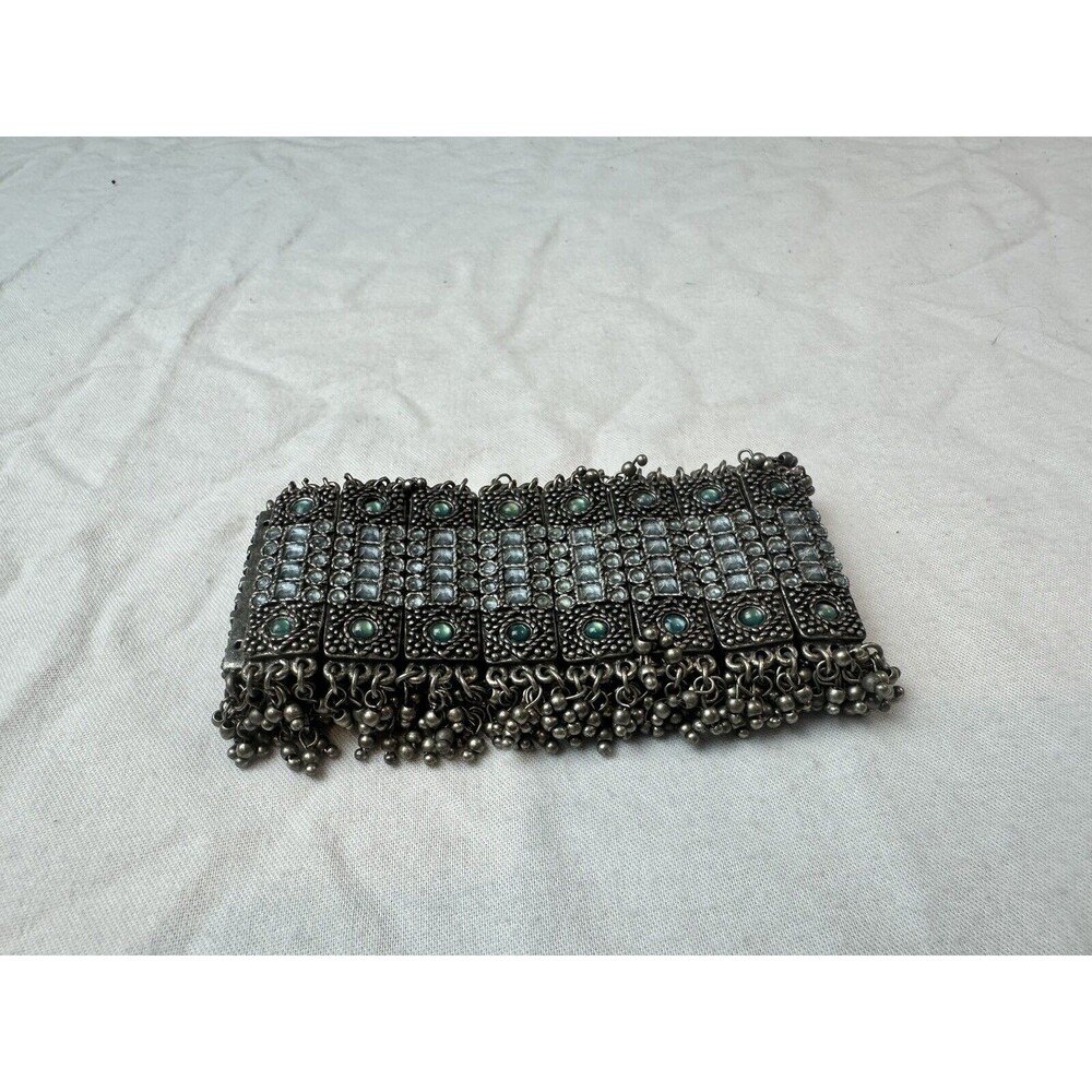 Metal Fringe And Rhinestone Stretch Bracelet